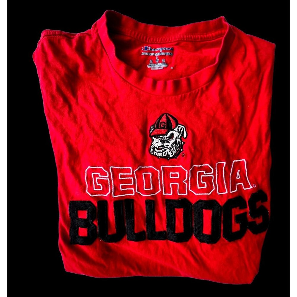 Vintage Champion Georgia Bulldogs T Shirt Large Red Short Sleeves Embroi… - Picture 5 of 12